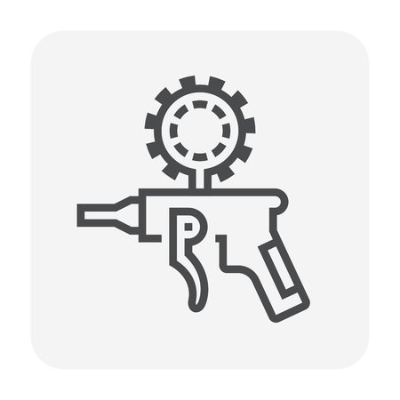 Air compressor gun and pressure gauge icon design, 64x64 perfect pixel and editable stroke.のイラスト素材