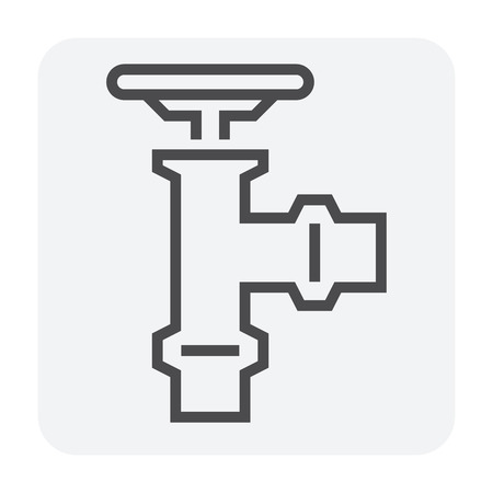 Steel pipe connector and valve icon set, 64x64 perfect pixel and editable stroke.のイラスト素材