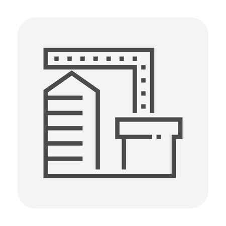 Factory icon design, 64x64 perfect pixel and editable stroke.のイラスト素材