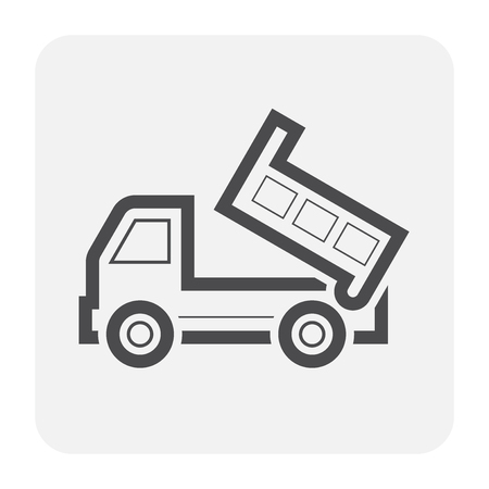 Tipper truck icon, black and outline.のイラスト素材