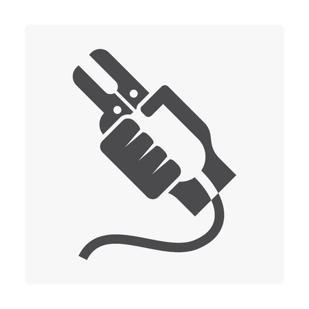 Welding work and tool icon on white.のイラスト素材