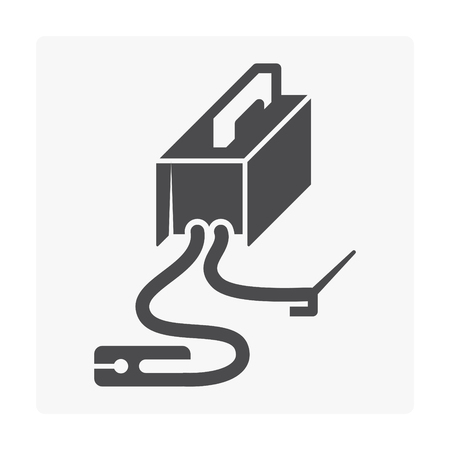 Welding work and tool icon on white.のイラスト素材