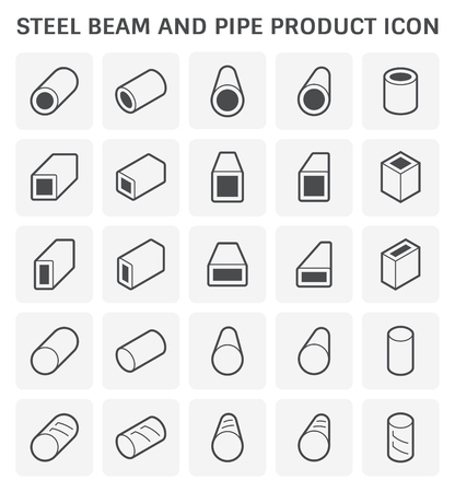 Steel beam and pipe product icon for construction and industry work.のイラスト素材