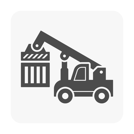 Forklift and cargo container icon on white.のイラスト素材