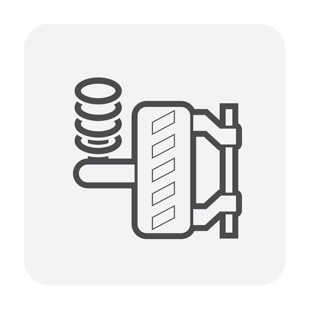 Technician checking car's wheel icon design.のイラスト素材