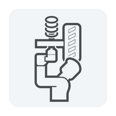 Technician checking car's wheel icon design.のイラスト素材
