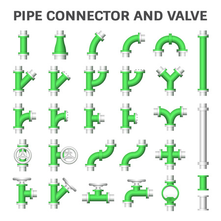 Vector icon of steel pipe connector and valve for plumbing work.のイラスト素材