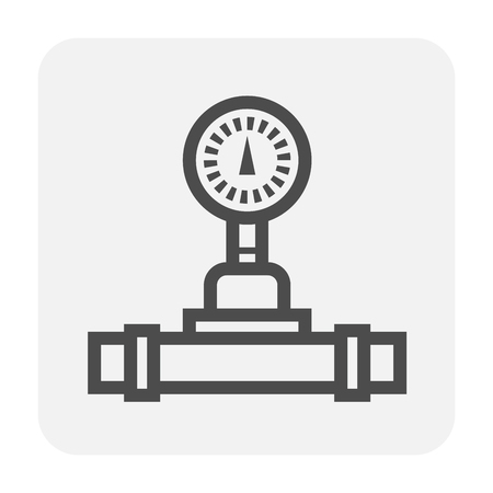 Pressure gauge and pipe icon design, black color.のイラスト素材