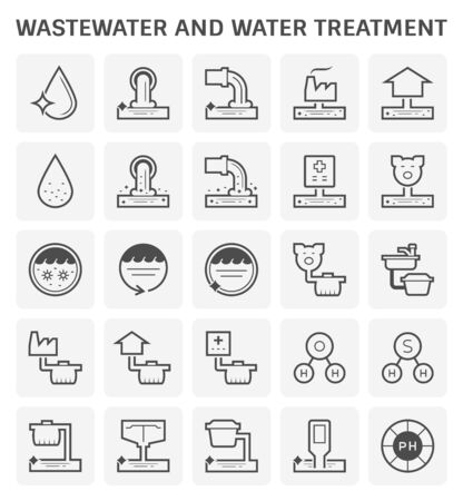 Wastewater and water treatment icon set design for water treatment industrial design.のイラスト素材