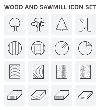 Wood timber and wood floor and wood testing icon set design.のイラスト素材
