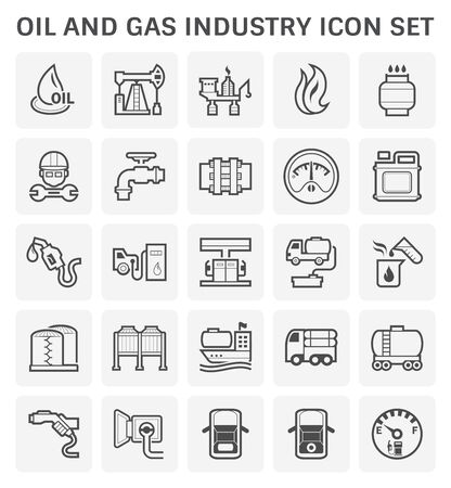 Oil and gas industry and transportation vector icon set design.のイラスト素材