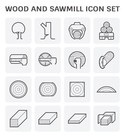 Wood timber and wood floor and wood testing icon set design.のイラスト素材