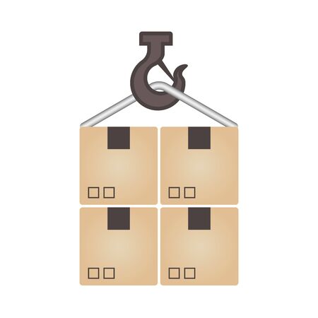 Crane hook and cargo box icon design.のイラスト素材