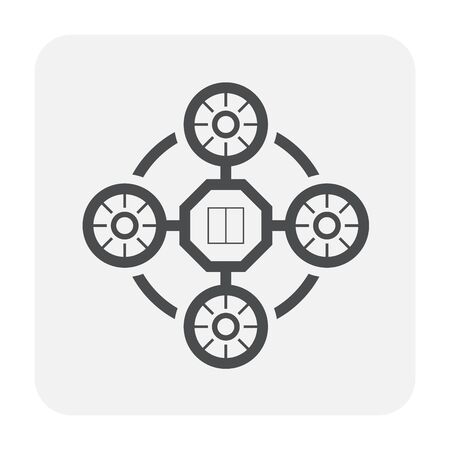 Drone and photography equipment icon design, black and outline.のイラスト素材