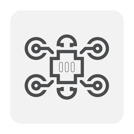 Drone and photography equipment icon design, black and outline.のイラスト素材