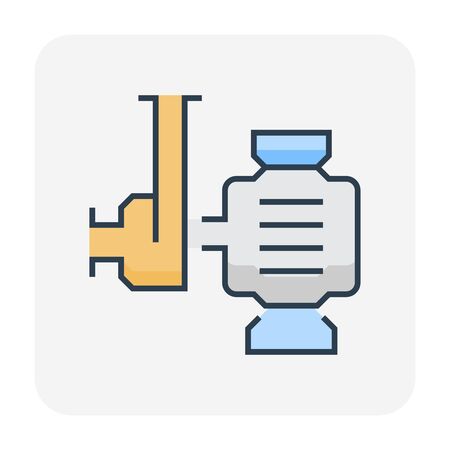Water pump and water pipe icon for distribution water, editable stroke.のイラスト素材