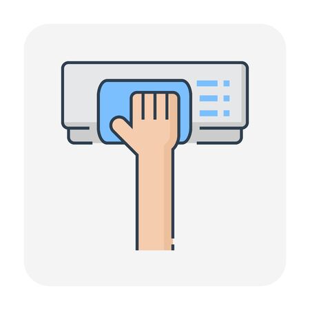 Air conditioner and cleaning work icon, editable stroke.のイラスト素材