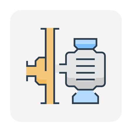 Water pump and water pipe icon for distribution water, editable stroke.のイラスト素材