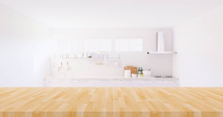 3d rendering of counter and kitchen background.の写真素材