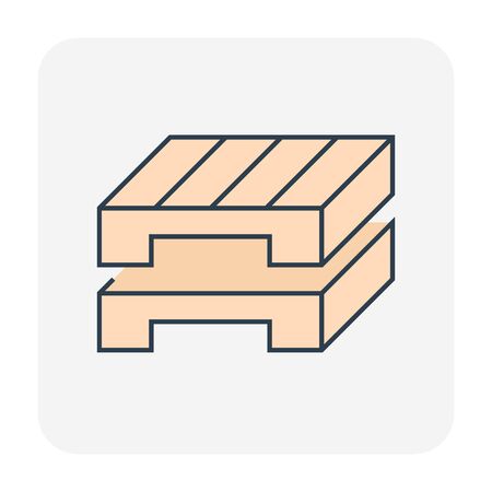 Wood pallet icon design for shipping work, editable stroke.のイラスト素材