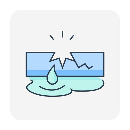Burst pipe and water leak icon, editable stroke.のイラスト素材