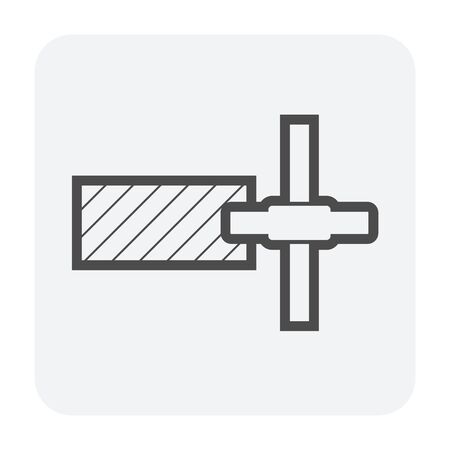 Wood floor production industry and wood testing icon design, black and outline.のイラスト素材