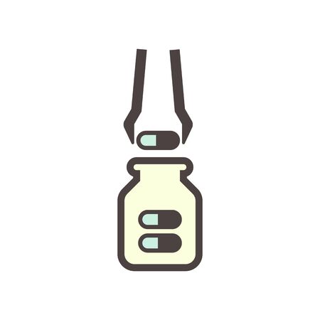 Pharmaceutical production and manufacturing vector icon design on white.のイラスト素材