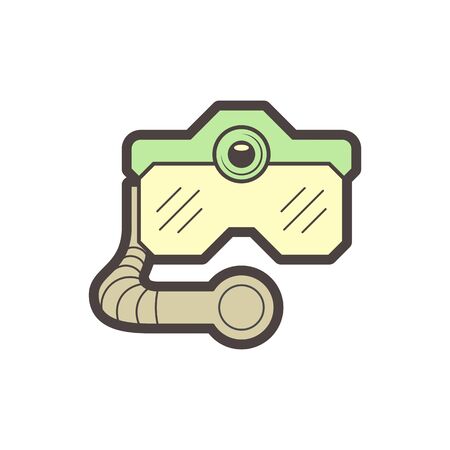 Action camera and diving mask vector icon design on white.のイラスト素材