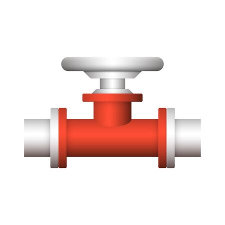 Steel pipe connector and valve icon design isolated on white bakcground.のイラスト素材