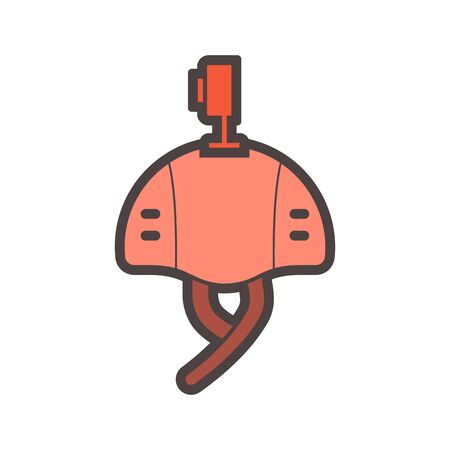 Helmet and action camera vector icon design on white.のイラスト素材