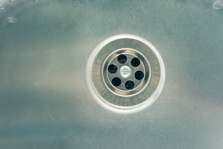 Wash sink stainless steel and drain hole.の写真素材