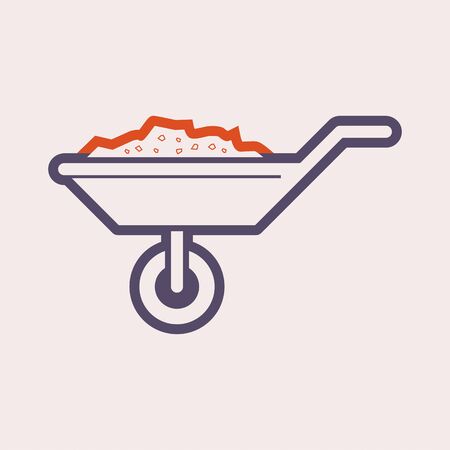 Wheelbarrow and concrete inside vector icon design.のイラスト素材
