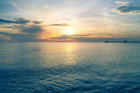 Seascape and sky at evening time.