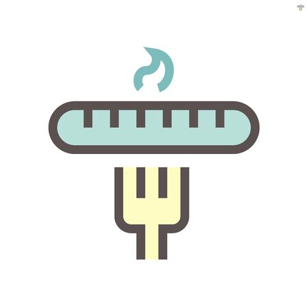 Sausage and fork vector icon design for food graphic design element work.,  48X48 pixel perfect and editable stroke.のイラスト素材