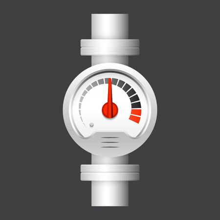 Pressure gauge meter design and steel pipe isolated on white background.のイラスト素材