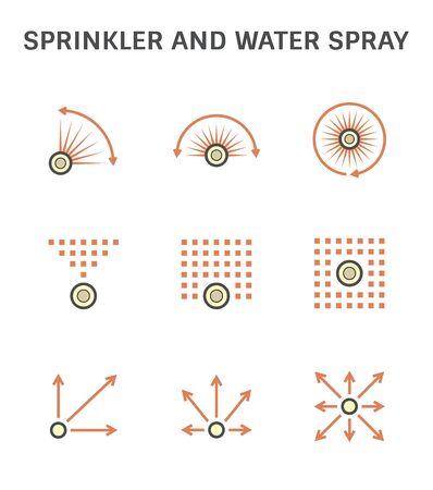 Water sprinkler spray  icon set for automatic sprinkler system graphic design element.のイラスト素材