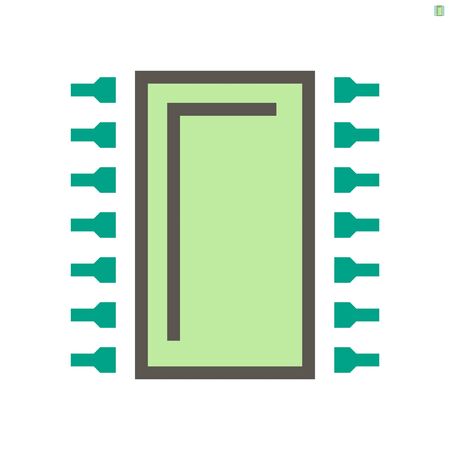 Computer chip processor and technology vector icon set, 48X48 pixel perfect and editable stroke.のイラスト素材