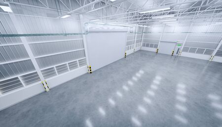 3d rendering of empty warehouse building with concrete floor new and clean condition.の写真素材