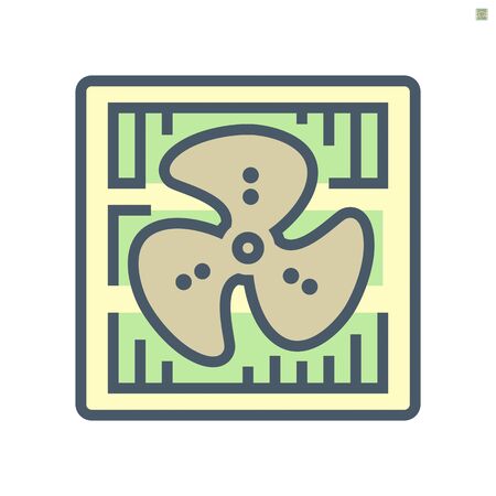 Air compressor and fan blade vector icon design, 64x64 perfect pixel and editable stroke.のイラスト素材