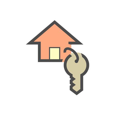 House key vector icon design on white.のイラスト素材