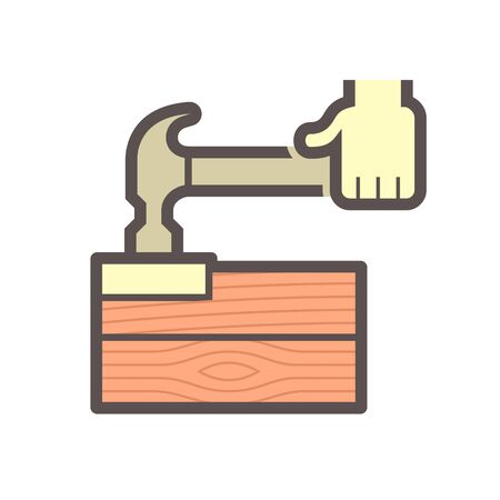 Wood floor construction and hammer vector icon design.のイラスト素材