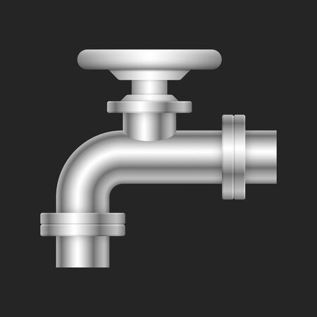 Steel pipe connector and valve icon design isolated on white bakcground.のイラスト素材