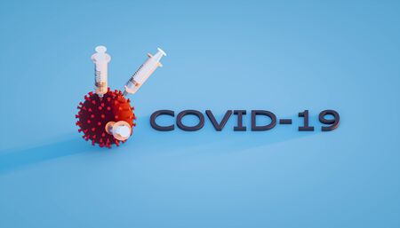3d rendering of coronavirus vaccine concept on color background.の写真素材