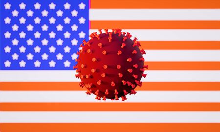 3d rendering of coronavirus infection in US concept.の写真素材