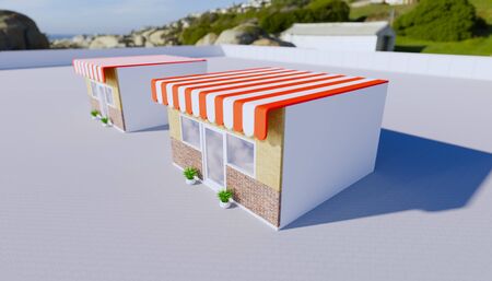 3d rendering of architectural design of storefront and aluminium door.