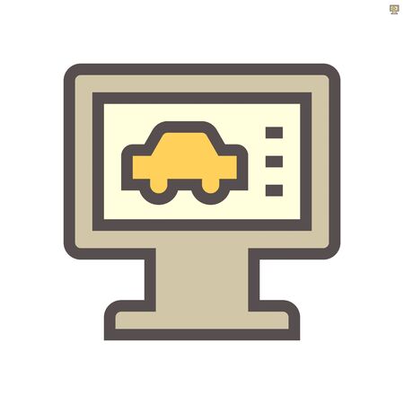 Car in computer screen to show concept of buying a car vector icon design, 48X48 pixel perfect and editable stroke.のイラスト素材