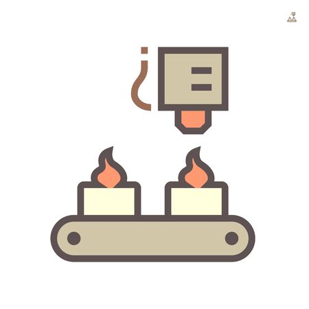Icing tips with cream on production line in food processing industry vector icon design on white background, 64x64 pixel perfect and editable stroke.のイラスト素材