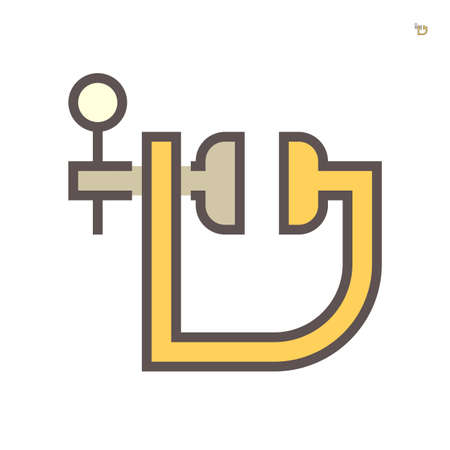 C-clamp vector icon design on white background, 64x64 pixel perfect and editable stroke.のイラスト素材