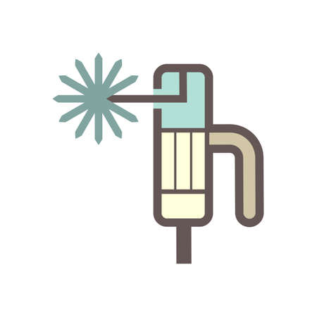Welding torch and sparkle vector icon design on white background.のイラスト素材