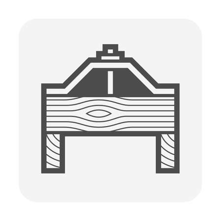 Detailing of roof tile fixing support and wood structure for house vector icon design.のイラスト素材